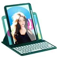 【数量限定】【大人気】可愛い深緑 付き キーボード 丸型キー マグネット分離式 背面カバー クリア 透明 耐衝撃 ペン収納 Airカバー iPad iPad 縦 11キーボードケース 4/Pro 5/Air 11インチ2025(M3)/2024(M2)/Air