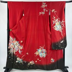 振袖と長襦袢 赤地 扇面 藤の花 - メルカリ