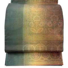 期間限定】豪華絢爛!!袋帯 【正絹 六通】逸品 グリーン×金糸 成人式 