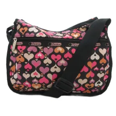 レスポートサック LesportSAC ショルダーバッグ ピンク ブラック 黒 ハート柄 ポーチ付き /IU