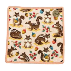 FEILER(フェイラー) 小物美品  - ライトピンク×ダークブラウン×マルチ ハンドタオル/LOVERARY/リス コットン