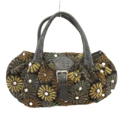 Princess ハンドバッグ ビジュー装飾 レザー ブラック ■GY99