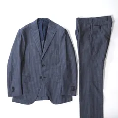 美品 リングジャケット RING JACKET リングヂャケット ウール スーツ ジャケット パンツ アンコン 46 ネイビー ストライプ メンズ 正規品 5-ZJ061