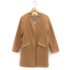 ロイヤルパーティー ROYAL PARTY ノーカラー コート アウター ミドル 起毛 比翼仕立て シンプル M キャメル /NT18