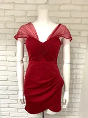 538 Tika ティカ キャバクラ ドレス ミニ シアーストラップ タイト ギャザー ミニ 伸縮性　キャバドレス