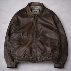 A-2タイプ 本革 レザー ジャケット 地図柄 Burk’s Bay XXLサイズ 短丈 A-2 Type Leather Jacket リアルレザー ブラウン