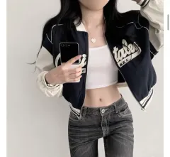 バイカラー ブルゾン ネイビー