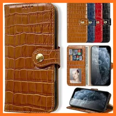 【新品】 日本レリア iPhone 16 Pro Max 本革 手帳型 ケース クロコダイル エンボス レザー カバー ギフト箱入り [モカブラウン] CD747B 1