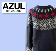 AZUL BY MOUSSY FAIR ISLE STAR KNIT ニット ブラック ユニセックス サイズ M