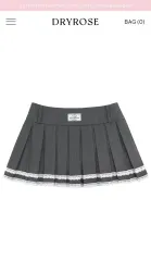 DRYROSE ドライローズ レース プリーツ スカート チャコール
