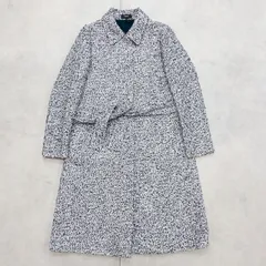 Theory　セオリー　ロングコート　ベルト　ツイード　コットン　ナイロン　キュプラ　ネイビー×ホワイト　レディース　日本製　P　b00303