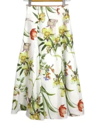 アプワイザーリッシェ Apuweiser-riche ボタニカルフラワースカート 1 ホワイト 白 フレア プリント ボトムス