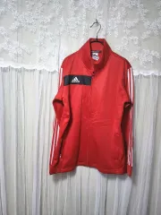 アディダス 赤 トラックジャケット (ジャージ ジップアップ)