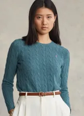 ポロ ラルフローレン カシミア ケーブル ニット ブルー L