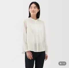 無印良品 レディース コットン ボイル 長袖 ブラウス 無地