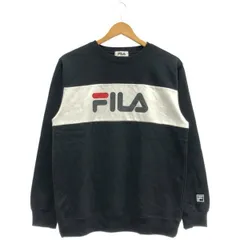 古着 レディースL FILA/フィラ 裏起毛 スウェットシャツ スポーツウェア カジュアル ブラック/ホワイト 441-660 gl00542