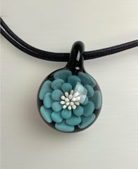 ポロシリケイトガラスハンドメイドネックレス＆リングセット美品 