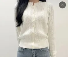 ポロラルフローレン ケーブル ニット カーディガン 暖色白 160