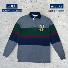 【極美品】Polo Ralph Lauren クレスト刺繍 ラガーシャツ XS ボーダー 長袖 クラシックフィット