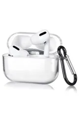 wumio Airpods Pro 互換 ソフトケース 透明 カラビナ付き TPUケース 本体保護 耐衝撃 キズ防止 クリア ワイヤレス充電 シリコン エアーポッズ カバー アクセサリー