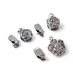 【特価商品】パーツ 接続 ネックレス ブレスレット ボックスクラスプ ジュエリー用 パール ラインストーン キラキラ 留め金 紐留め DIY用 エンドパーツ 留め具 差込式 クラスプ プラチナ 真鍮 3セット PandaHall PH