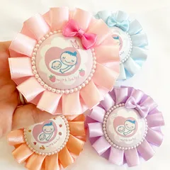 【季節で選ぶ】春夏秋冬マタニティロゼット2 キーホルダー  マタニティマーク　マタニティ　安産祈願　懐妊祝い　ギフト　プレゼント　大人可愛い　サテン　春　夏　秋　冬