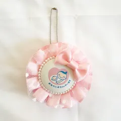 【マタニティマーク】ドットチュールとリボンのマタニティロゼット　ピンク　マタニティ　キーホルダー　バッグチャーム　リボン　懐妊祝い　プレゼント　ギフト