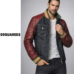 dt289●48●DSQUARED2ディースクエアード●レザー映えの一着●攻めの色気デニム●レザー切り替えデニムジャケット●メンズ