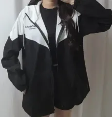 エイブリー バイカラー ウィンドブレーカー 白 ブラック