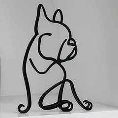 【新着商品】インテリア 雑貨 黒 おしゃれ 猫 可愛い 犬 オブジェ ワイヤーアート 置物 韓国 NOELAMOUR (ブルドッグ)