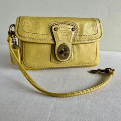 Coach y2k Legacy 65th Wristlet Clutch Mini Bag Yellow Leather Turnlock Vintage