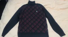 アダバート CHECK PATTERN BLACK TONE AND TONE タートルネック ニット