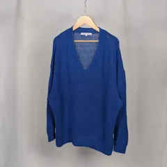 23区 Vネック ウールコットン ニット ブルー サイズ38