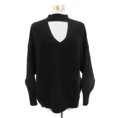 ザラ ZARA ニット セーター 長袖 カットアウト オーバーサイズ S 黒 ブラック /YK6