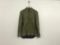 本物ディーゼルDIESELコットンストレッチ切り替えデザイン長袖シャツメンズサーフアメカジミリタリーストリートスケーターワークビジネススーツモードドレスゴルフバイカーロックカーキSインド製