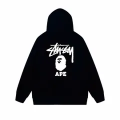 スツーシー パーカー☆STUSSY x A BATHING APE潮牌の猿の頭 プリントロゴ 男女兼用