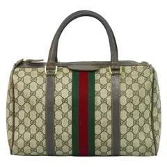 本物 グッチ GUCCI オールドグッチ シェリーライン GGスプリーム ミニ ボストンバッグ ハンドバッグ ベージュ Shelly Line バッグ 中古・