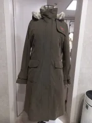 カーキ色 フード ダウン コート