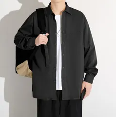ビジネスシャツ メンズ シャツ 長袖 ワイシャツ ボタンダウンシャツ 長袖シャツ メンズシャツ カジュアルシャツ トップス ブラック 送料無料