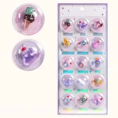 Refoiner 3d立体シール 可愛い カプセル柄 シール帳 女の子向け 6種デザイン 実心キラキラ ステッカー スマホケース 手帳 DIY用手芸装飾 (カプセル03型-1枚セット)