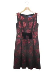 エムズグレイシー 321724 ワンピース 38 レッド ローズモチーフ ベロアリボン IT4Q8HMN9DUQ