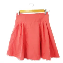 ロディスポット LODISPOTTO スカート フレア ミニ ハイウエスト タック ストレッチ ポイントレース バックギャザー S ピンク /CK27