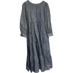  STRAWBERRY-FIELDS  ストロベリーフィールズ ロングワンピース デニム   洗える 長袖 ブルー 青【Z1753】