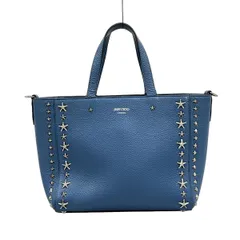 JIMMY CHOO(ジミーチュウ) トートバッグ ペガシS トート ブルー スタッズ/スター(星)/ホログラムシールあり レザー