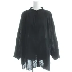 アーバンリサーチ ドアーズ URBAN RESEARCH DOORS 24SS コットンボイルギャザーブラウス シャツ M 黒 ブラック 長袖 バンドカラー /AB ■OS