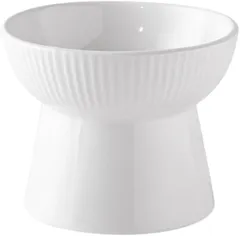 せんふう ペットボウル フードボウル ウォーターボール 皿 猫 犬 高さ 倒れにくい 水洗い 陶器 350ml (ホワイト)