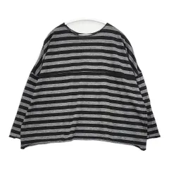 Midi-umi ウール混 ボーダー 日本製 長袖Ｔシャツ カットソー ロンＴ グレー ブラック レディース ミディウミ【中古】6-0123T△