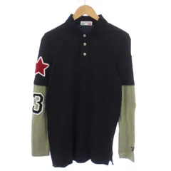 ハイドロゲン HYDROGEN ポロシャツ 長袖 ワッペン M 黒 ブラック カーキ /BM