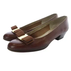 サルヴァトーレフェラガモ Salvatore Ferragamo ヴァラ リボンプレーントゥ パンプス 5.5 茶