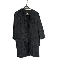 LANVIN ランバンコレクション ツイード ロングコート ロングジャケット ブラック 黒  レディース【Z1753】